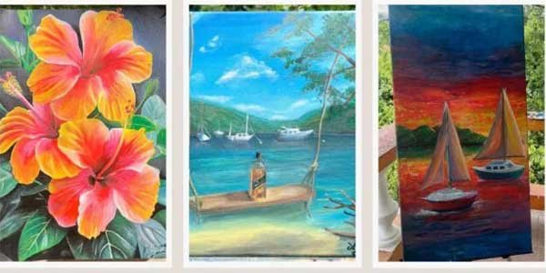 Paintings by Grenadian artist Atyiah Chetram